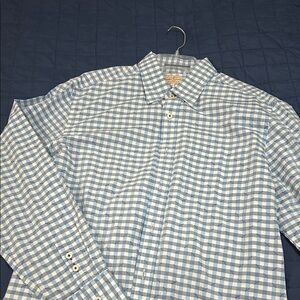 Tommy Bahama Light Blue and White Plaid Shirt
